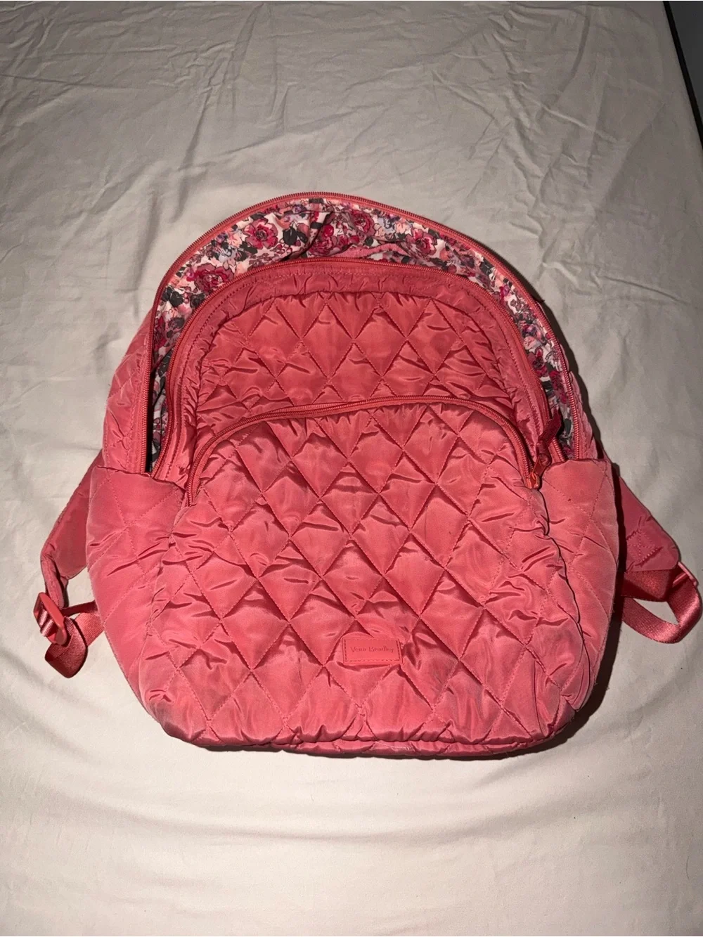 Vera Bradley Quilted Coral Pink Backpack - Picture 3 of 13